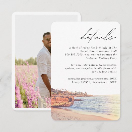 Angaben zum Zimmerblock La Jolla Wedding Hotel Begleitkarte (Vorne/Hinten)