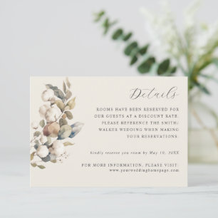 Angaben zur Baumwolle und Eukalyptus-Hochzeit RSVP Karte