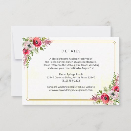 Angaben zur Bohemischen Blumenhochzeit RSVP Karte (Vorderseite)