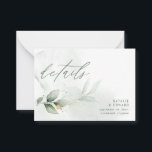 Angaben zur botanischen Eukalyptus-Hochzeit Mitteilungskarte<br><div class="desc">elegantes Design für Eukalyptus mit Skript-Schriftart</div>
