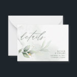 Angaben zur botanischen Eukalyptus-Hochzeit Mitteilungskarte<br><div class="desc">elegantes Design für Eukalyptus mit Skript-Schriftart</div>