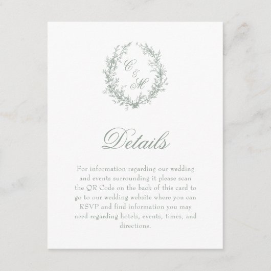 Angaben zur botanischen Krängung der grünen Monogr Begleitkarte (Vorderseite)