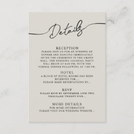 Angaben zur Eintrittskarte für Boho Wedding. Begleitkarte