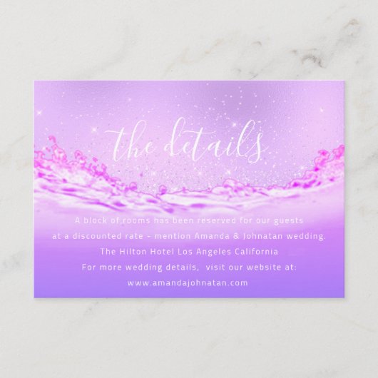 Angaben zur Eintrittskarte zum Hochzeitsstich Trop Begleitkarte (Vorderseite)