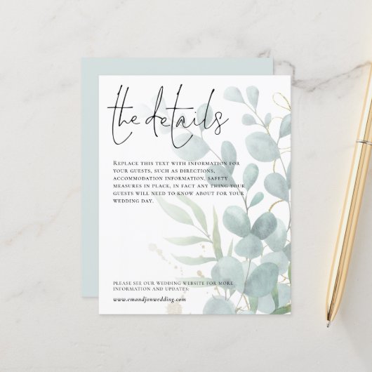 Angaben zur Eukalyptus-Skriptumrandung (Vorderseite/Rückseite Beispiel)