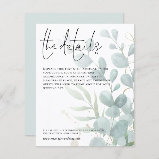 Angaben zur Eukalyptus-Skriptumrandung (Vorne/Hinten)