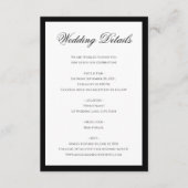 Angaben zur formalen Schwarz-weißen Grenzhochzeit Begleitkarte (Vorderseite)