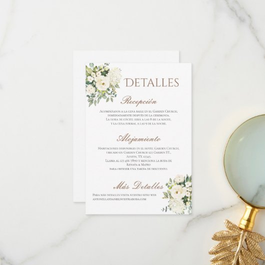 Angaben zur Hochzeit auf Spanisch Dankeskarte (Vorderseite/Rückseite Beispiel)