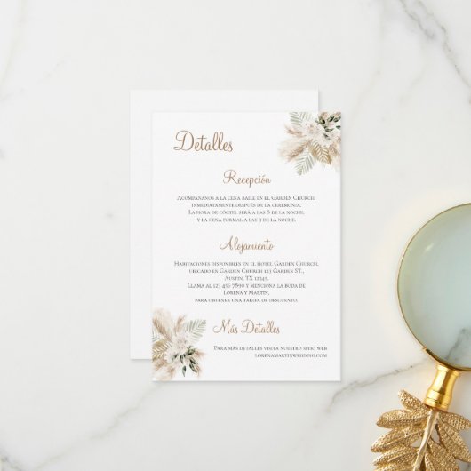 Angaben zur Hochzeit auf Spanisch Dankeskarte (Vorderseite/Rückseite Beispiel)