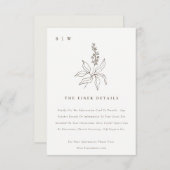 Angaben zur Hochzeit der Botanischen Blumenkizze Begleitkarte (Vorne/Hinten)