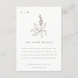 Angaben zur Hochzeit der Botanischen Blumenkizze Begleitkarte