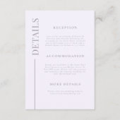 Angaben zur Hochzeit der Clean Line Lilac Begleitkarte (Vorderseite)