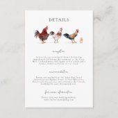 Angaben zur Hochzeit der Hühnerfarm Boho Begleitkarte (Vorderseite)