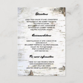 Angaben zur Hochzeit der Rustikalen Birkenrinde - Begleitkarte