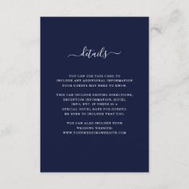 Angaben zur Hochzeit | Elegant Dark Blue und White Begleitkarte
