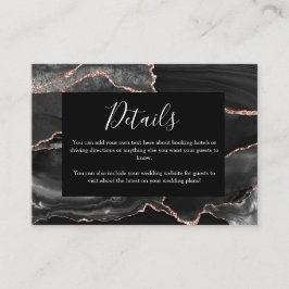 Angaben zur Hochzeit formales klassisches schwarze Begleitkarte