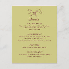 Angaben zur Hochzeit Illustrierte Vögel Begleitkarte