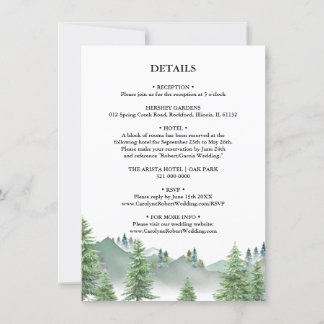 Angaben zur Hochzeit im Bergwald Einladung
