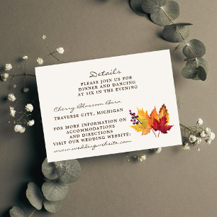 Angaben zur Hochzeit im Herbst im Herbst Begleitkarte