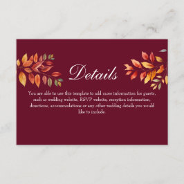Angaben zur Hochzeit im Herbst in Burgund Begleitkarte