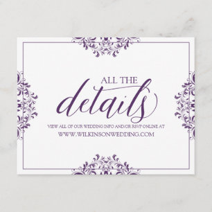 Angaben zur Hochzeit / Info-Karte Nadine (Plum) Begleitkarte