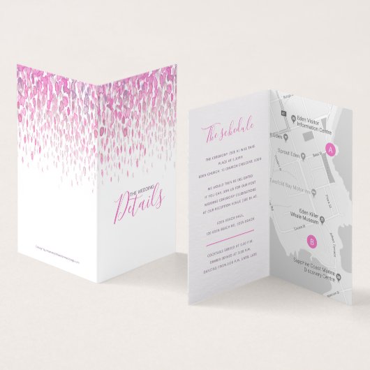 Angaben zur Hochzeit lila-grau-farbige Karte (Innenseite und Außenseite)