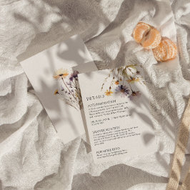 Angaben zur Hochzeit mit Lila Blumenmotiv Begleitkarte