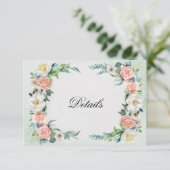 Angaben zur Hochzeit | Rose für Aquarellen RSVP Karte (Stehend Vorderseite)