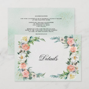 Angaben zur Hochzeit   Rose für Aquarellen RSVP Karte