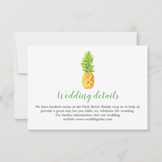 Angaben zur Hochzeit von Ananas Einladung (Vorderseite)