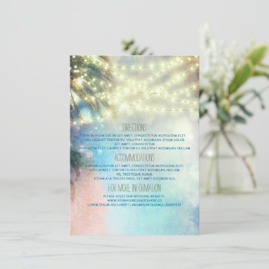 Angaben zur Hochzeit von Beach Palms - Information Begleitkarte (Stehend Vorderseite)