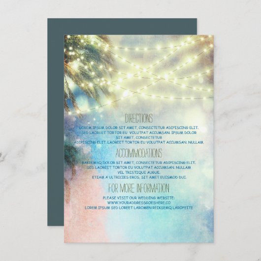 Angaben zur Hochzeit von Beach Palms - Information Begleitkarte (Vorne/Hinten)