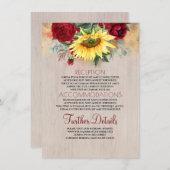 Angaben zur Hochzeit von Burgund Rote Rose und Son Begleitkarte (Vorne/Hinten)