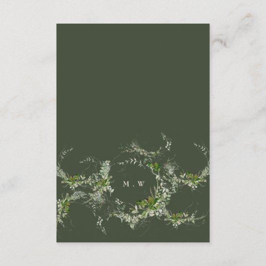 Angaben zur Hochzeit von Cream Eucalyptus Wreath M Begleitkarte (Rückseite)