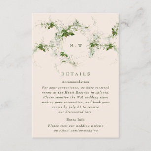 Angaben zur Hochzeit von Cream Eucalyptus Wreath M Begleitkarte