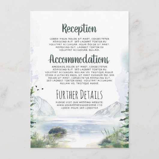 Angaben zur Hochzeit von Gebirgen Begleitkarte (Vorderseite)