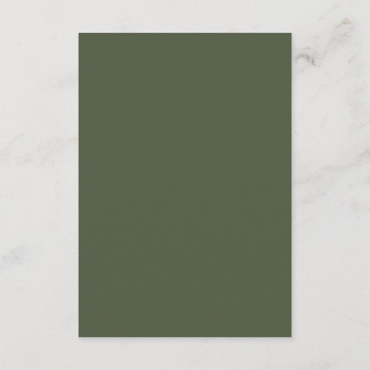 Angaben zur Hochzeit von Olive Green Monogram Begleitkarte (Rückseite)
