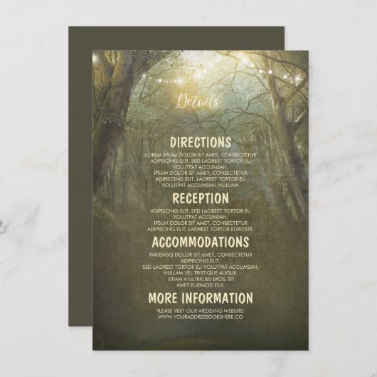 Angaben zur Hochzeit von rustikalem Holz - Informa Begleitkarte (Vorne/Hinten)