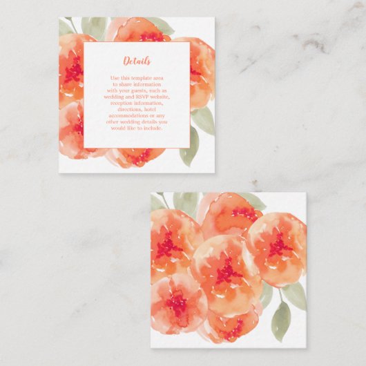 Angaben zur Hochzeit von Wasserfarben-Peonies Begleitkarte (Vorne/Hinten)