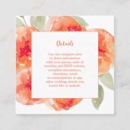 Angaben zur Hochzeit von Wasserfarben-Peonies Begleitkarte