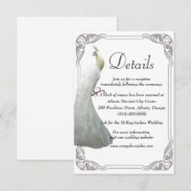 Angaben zur Hochzeit von weißem Pfauenhahn