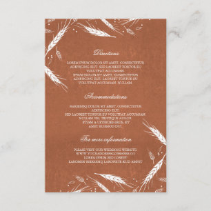 Angaben zur Hochzeit von Wheat Fall Orange - Infor Begleitkarte