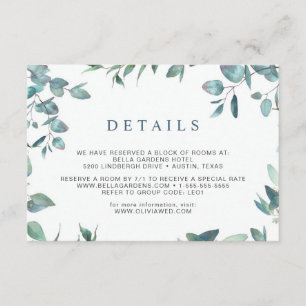 Angaben zur Hochzeitsempfehlung für Eukalyptus Begleitkarte