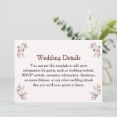 Angaben zur Hochzeitserklärung Einladung (Stehend Vorderseite)