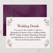 Angaben zur Hochzeitserklärung Einladung (Vorne/Hinten)