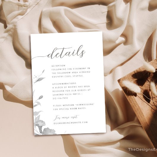 Angaben zur Hochzeitskarte Minimalistische Blumend Einladung