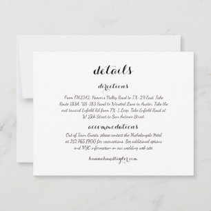 Angaben zur Hochzeitskarte *Modernes Klassikprogra RSVP Karte