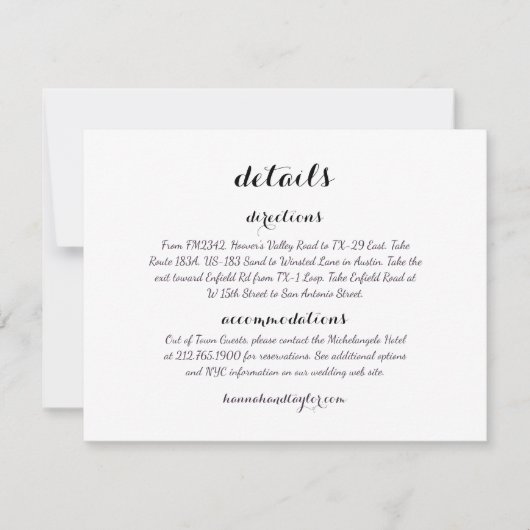 Angaben zur Hochzeitskarte *Modernes Klassikprogra RSVP Karte (Vorderseite)