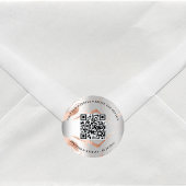 Angaben zur Hochzeitsseite QR-Code uAwg silber Ros Runder Aufkleber