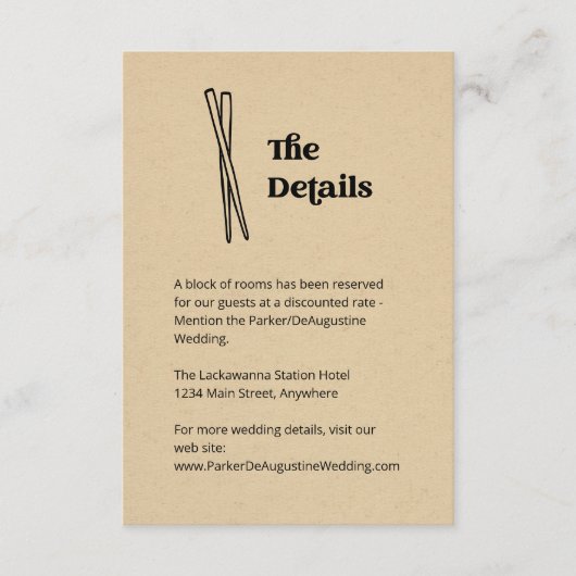 Angaben zur Hochzeitsstimmung bei Chopsticks Begleitkarte (Vorderseite)